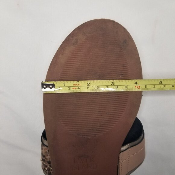 River Island Womens US 9 Slip On Snake Print Gold Chain Ring Embellished Sandal - Picture 15 of 15